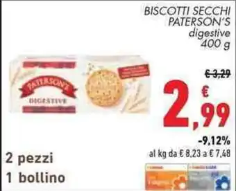 Conad BISCOTTI SECCHI PATERSON'S digestive 400 g offerta
