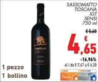 Conad SASSOMATTO TOSCANA IGT Sensi 750 ml offerta