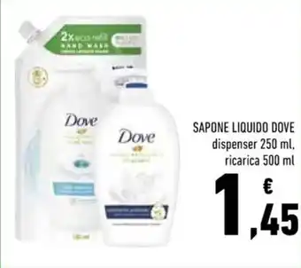 Conad SAPONE LIQUIDO DOVE dispenser 250 ml, ricarica 500 ml offerta