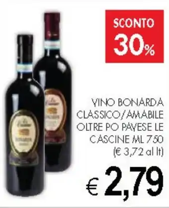PrestoFresco VINO BONARDA CLASSICO/AMABILE OLTRE PO PAVESE LE CASCINE ML 750 offerta