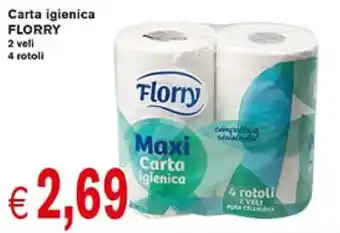 D'Italy Carta igienica FLORRY 2 veli 4 rotoli offerta