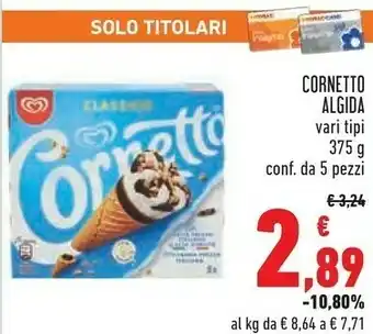 Conad City Algida Cornetto Nocciola 375 G(ml) offerta
