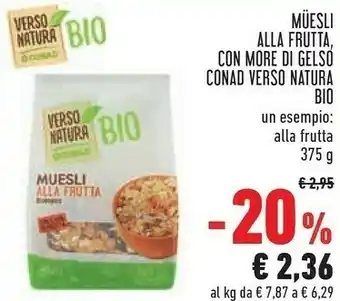 Conad City Conad - Muesli Alla Frutta Biologico 375 G(ml) offerta