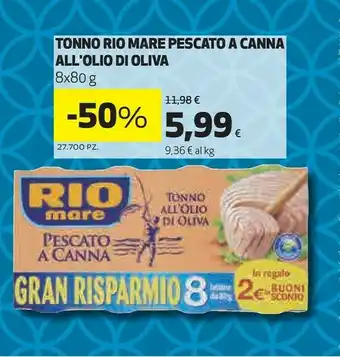 Coop Rio Mare Tonno Pescato A Canna All'olio Di Oliva offerta