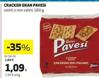 Coop Pavesi Gran I Cracker Salati Senza Granelli Di Sale In Superficie 560 G(ml) offerta