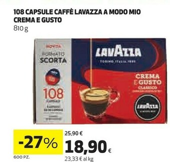 Coop Lavazza 108 Capsule Caffe A Modo Mio Crema E Gusto offerta