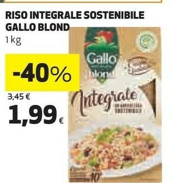 Coop Gallo Riso Blond Integrale 1000 G(ml) offerta