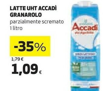 Coop Granarolo Latte Accadì Parzialmente Scremato 1000 G(ml) offerta