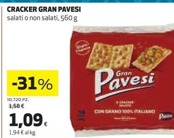 Coop Pavesi Gran I Cracker Salati Senza Granelli Di Sale In Superficie 560 G(ml) offerta