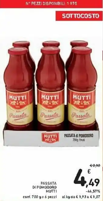 Spazio Conad Mutti Passata di Pomodoro 700g x 6 pezzi offerta