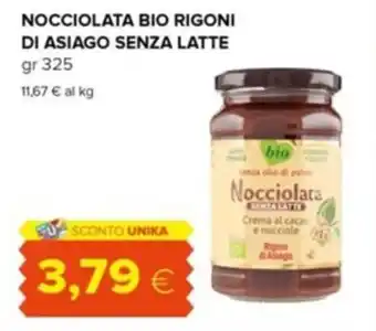 Tigre NOCCIOLATA BIO RIGONI DI ASIAGO SENZA LATTE gr 325 offerta