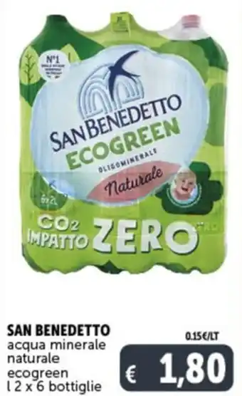 Deco Market SAN BENEDETTO acqua minerale naturale ecogreen L2 x 6 bottiglie offerta