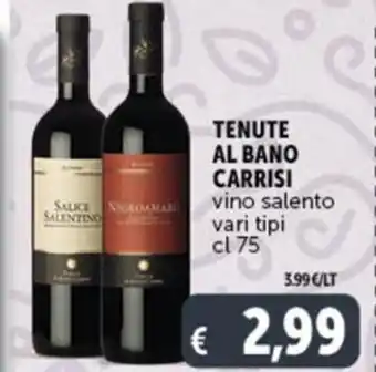 Deco Market TENUTE AL BANO CARRISI vino salento vari tipi cl 75 offerta
