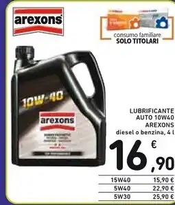 Spazio Conad Arexons lubrificante auto 10w40 offerta