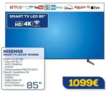 Euronics HISENSE SMART TV LED 85" 85A6BG offerta