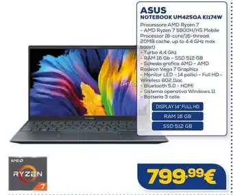 Euronics ASUS NOTEBOOK UM425QA KI174W offerta