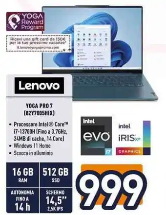 Unieuro Lenovo YOGA PRO 7 (82Y7005HIX) offerta