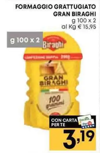 Pam FORMAGGIO GRATTUGIATO GRAN BIRAGHI g 100 x 2 offerta