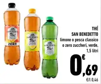 Conad THÉ SAN BENEDETTO limone o pesca classico o zero zuccheri, verde, 1,5 litri offerta