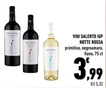 Conad VINI SALENTO IGP NOTTE ROSSA primitivo, negroamaro, fiano, 75 cl offerta