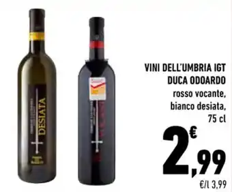 Conad VINI DELL'UMBRIA IGT DUCA ODOARDO rosso vocante, bianco desiata, 75 cl offerta