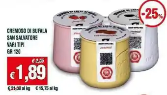 Banco Fresco CREMOSO DI BUFALA SAN SALVATORE VARI TIPI GR 120 offerta