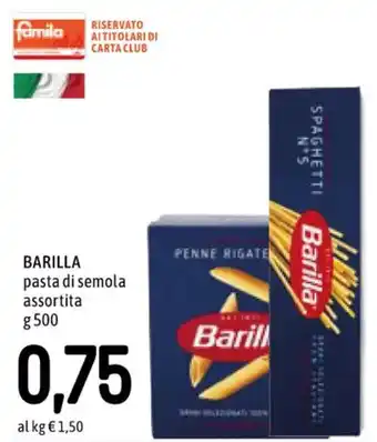 Famila BARILLA pasta di semola assortita g 500 offerta