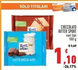 Conad City Ritter sport cioccolato offerta