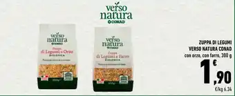 Conad ZUPPA DI LEGUMI VERSO NATURA CONAD con orzo, con farro, 300 g offerta