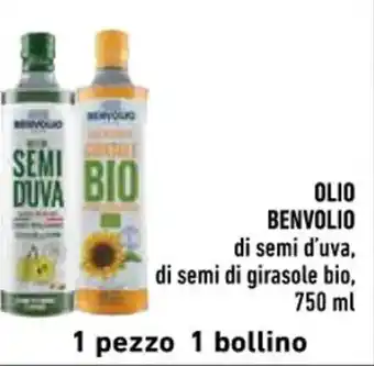 Conad OLIO BENVOLIO di semi d'uva, di semi di girasole bio, 750 ml offerta