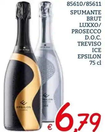 Zona 85610/85611 SPUMANTE BRUT LUXXO/ PROSECCO D.O.C. TREVISO ICE EPSILON 75 cl offerta
