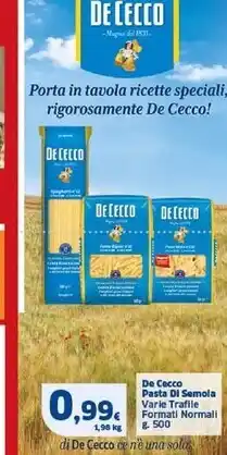 Sigma De cecco pasta di semola offerta