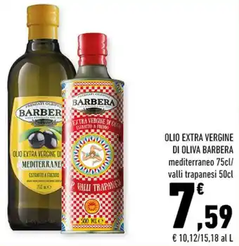 Conad OLIO EXTRA VERGINE DI OLIVA BARBERA mediterraneo 75cl/ valli trapanesi 50cl offerta