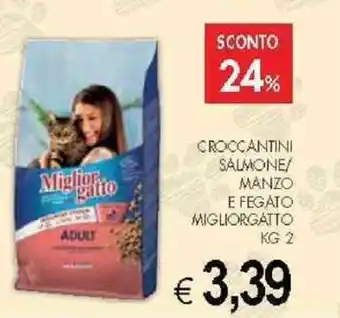 PrestoFresco CROCCANTINI SALMONE/ MANZO E FEGATO MIGLIORGATTO KG 2 offerta