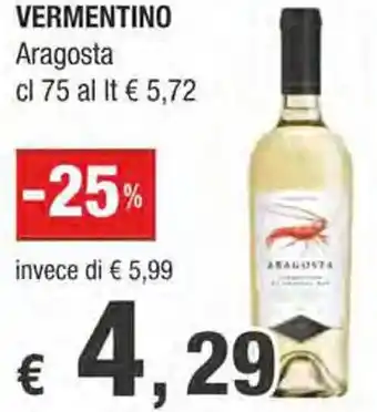 Crai VERMENTINO Aragosta cl 75 offerta