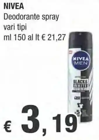 Crai NIVEA Deodorante spray vari tipi ml 150 offerta