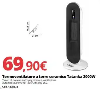 Brico Io Termoventilatore a torre ceramico Tatanka 2000W offerta