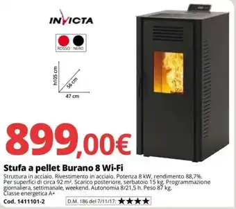 Brico Io Stufa a pellet Burano 8 Wi-Fi offerta