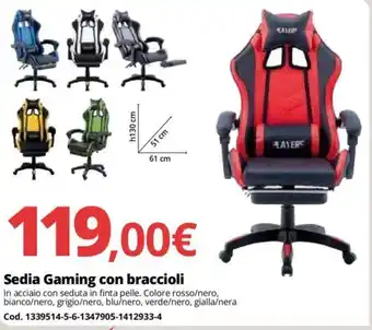 Brico Io Sedia Gaming con braccioli offerta