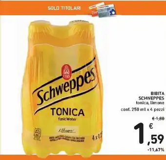 Spazio Conad Schweppes Bibita 250ml x 4 pezzi offerta