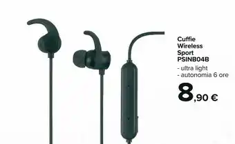 Carrefour Carrefour Cuffie PSINB04B Wireless Sport offerta