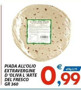 Vivo Supermercati Piada All'Olio Extravergine D'Oliva L'Arte Del Fresco offerta