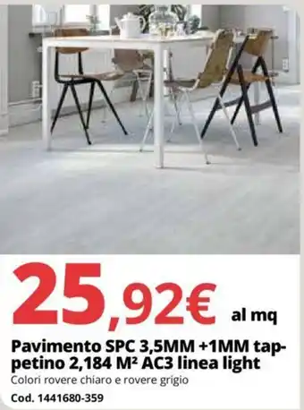 Brico Io Pavimento SPC 3,5MM +1MM tappetino 2,184 M AC3 linea light offerta