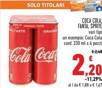 Conad Coca-Cola - Fanta Orange 330 G(ml) offerta