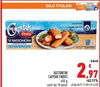 Conad Findus 18 Bastoncini Con 100% Filetti Di Merluzzo 450 G(ml) offerta