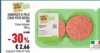 Conad Conad Hamburger Di Pollo Verso Natura Bio offerta