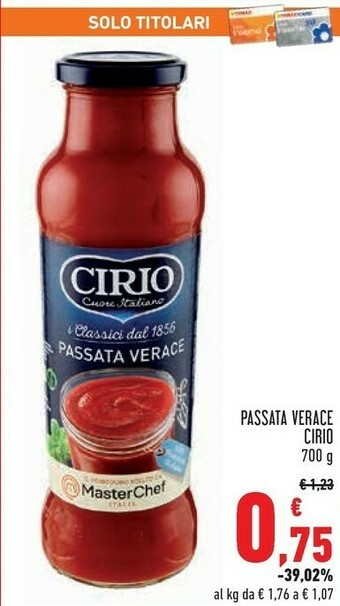 Conad Cirio La Verace Passata 700 G(ml) offerta