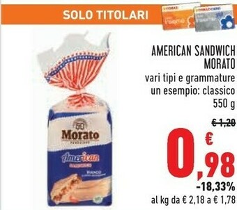 Conad Morato American Sandwich Grano Duro offerta