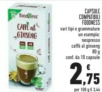 Conad Foodness Ginseng Coffee 10 Capsule offerta