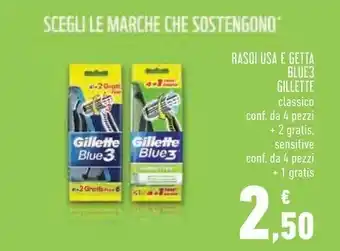 Conad Gillette Blue 3 Rasoi Usa E Getta offerta